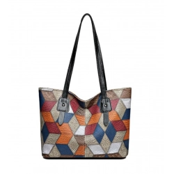 Women's PU Leather Zipper ToteBag (Multicolor)