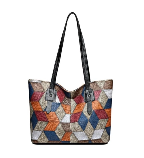 Women's PU Leather Zipper ToteBag (Multicolor)