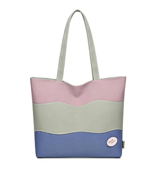 Women's Canvas Zipper ToteBag (Multicolor)