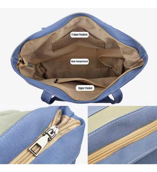 Women's Canvas Zipper ToteBag (Multicolor) Women's Canvas Zipper ToteBag (Multicolor)