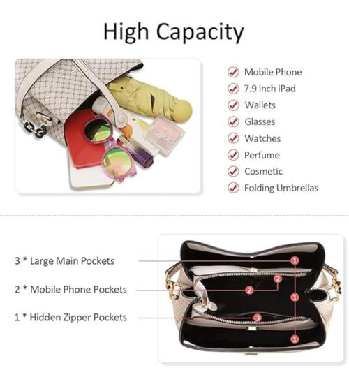 Women's Faux Leather Shoulder Zipper Handbag (Multicolor) Women's Faux Leather Shoulder Zipper Handbag (Multicolor)