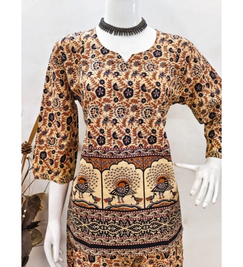 Women's Cotton Jaipuri Printed 3-4th Sleeve Co ord Set (Multicolor)