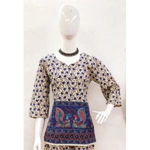 Generic Women's Cotton Jaipuri Printed 3-4th Sleeve Co ord Set (Multicolor)
