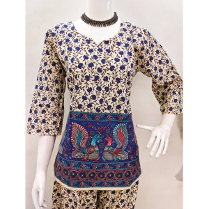 Generic Women's Cotton Jaipuri Printed 3-4th Sleeve Co ord Set (Multicolor)