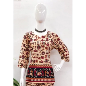 Generic Women's Cotton Jaipuri Printed 3-4th Sleeve Co ord Set (Multicolor)