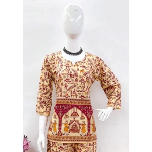 Generic Women's Cotton Jaipuri Printed 3-4th Sleeve Co ord Set (Multicolor)