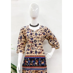 Generic Women's Cotton Jaipuri Printed 3-4th Sleeve Co ord Set (Multicolor)