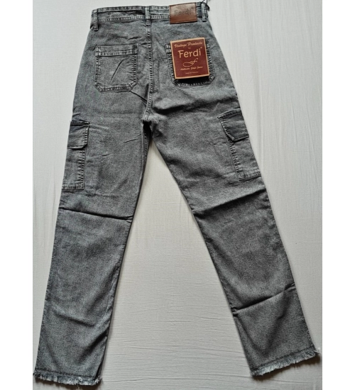 Women's Cotton Blended Solid Cargo Straight Fit (Grey)