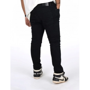 Generic Men's Cotton Blended Solid Plus Size Jeans (Black)