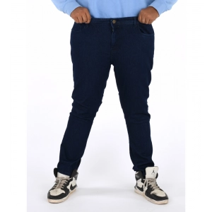 Generic Men's Cotton Blended Solid Plus Size Jeans (Dark Blue)