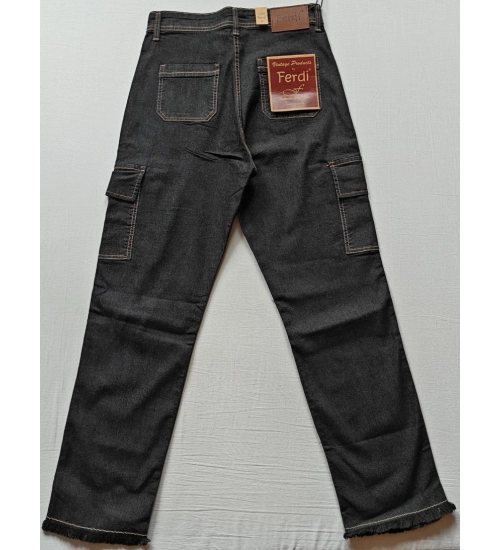 Women's Cotton Blended Solid Cargo Straight Fit (Black)