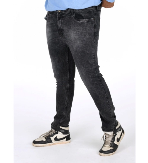 Men's Cotton Blended Solid Plus Size Jeans (Grey)