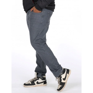 Generic Men's Cotton Blended Solid Plus Size Jeans (Grey)