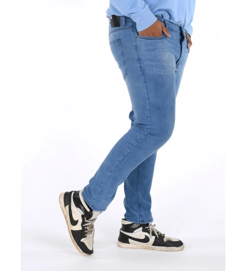 Men's Cotton Blended Solid Plus Size Jeans (Blue)