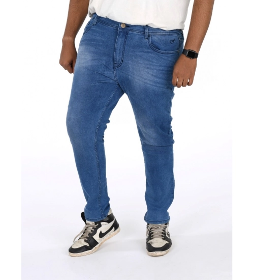 Men's Cotton Blended Solid Plus Size Jeans (Blue)