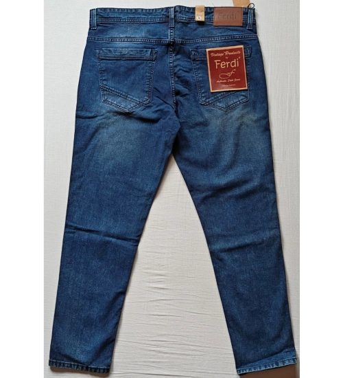 Men's Cotton Blended Solid Tapered Jeans (Blue)
