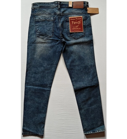 Men's Cotton Blended Solid Tapered Jeans (Blue)