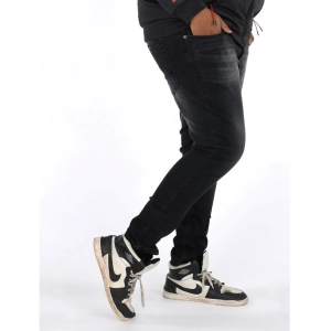 Generic Men's Cotton Blended Solid Plus Size Jeans (Black)