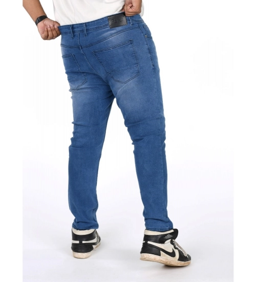 Men's Cotton Blended Solid Plus Size Jeans (Blue)