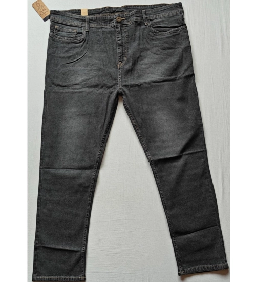 Men's Cotton Blended Solid Plus Size Jeans (Dark Grey)