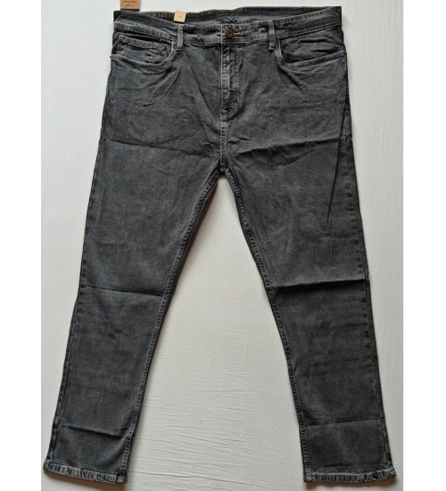 Men's Cotton Blended Solid Plus Size Jeans (Dark Grey)