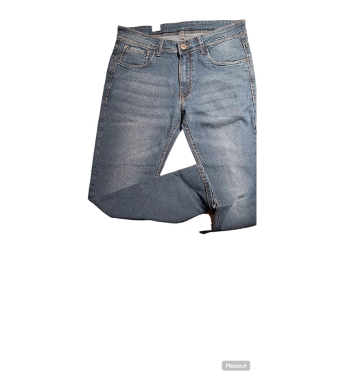 Men's Cotton Blended Solid Tapered Jeans (Blue)