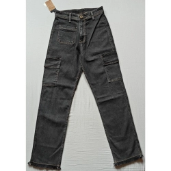 Women's Cotton Blended Solid Cargo Straight Fit (Grey)