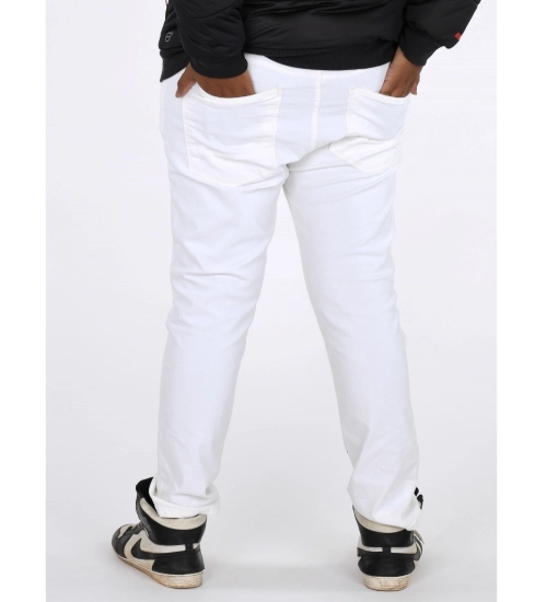 Men's Cotton Blended Solid Plus Size Jeans (White)