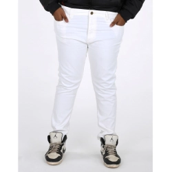 Men's Cotton Blended Solid Plus Size Jeans (White)