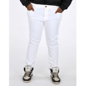 Generic Men's Cotton Blended Solid Plus Size Jeans (White)