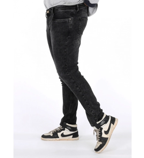 Men's Cotton Blended Solid Plus Size Jeans (Grey)