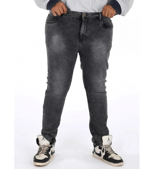 Men's Cotton Blended Solid Plus Size Jeans (Grey)