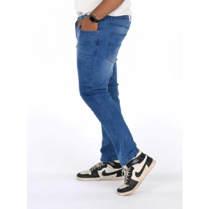 Generic Men's Cotton Blended Solid Plus Size Jeans (Blue)