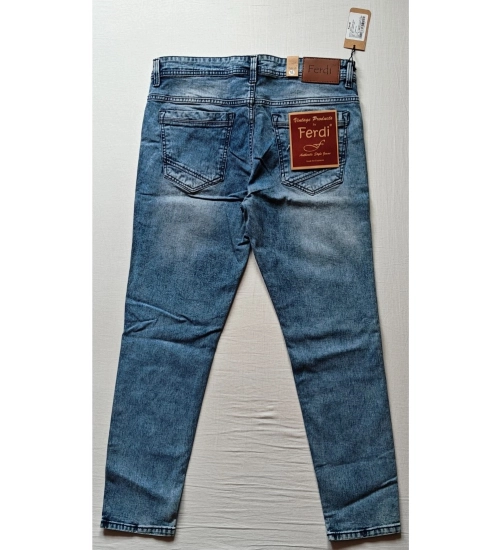 Men's Cotton Blended Solid Tapered Jeans (Blue)