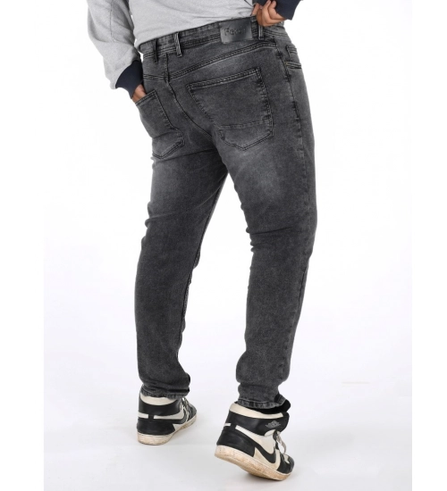 Men's Cotton Blended Solid Plus Size Jeans (Grey)