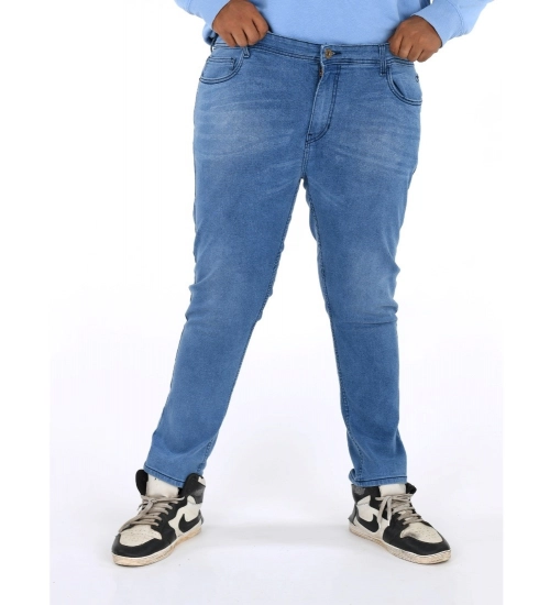 Men's Cotton Blended Solid Plus Size Jeans (Blue)