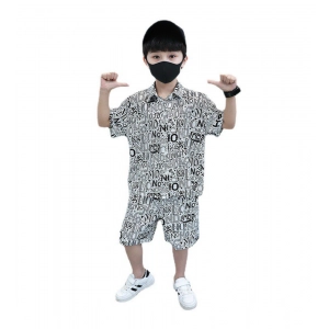 Generic Kid's Lycra Printed Casual wear Shirt And Shorts Set (White)