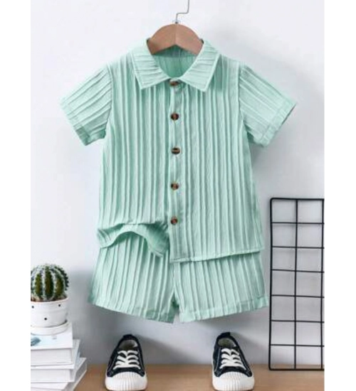 Kid's Lycra Printed Casual wear Shirt And Shorts Set (Light-Green)