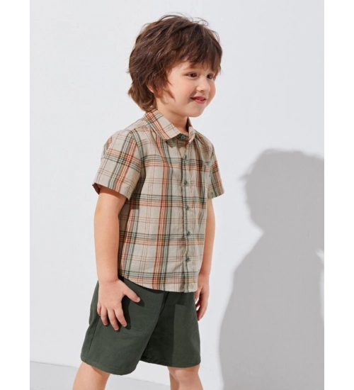Kid's Lycra Printed Casual wear Shirt And Shorts Set (Green)
