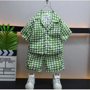 Generic Kid's Lycra Printed Casual wear Shirt And Shorts Set (Green)