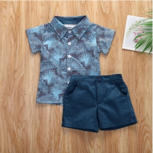 Generic Kid's Lycra Printed Casual wear Shirt And Shorts Set (SkyBlue)