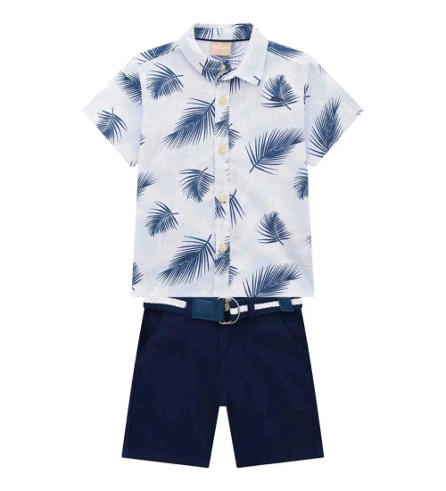 Kid's Lycra Printed Casual wear Shirt And Shorts Set (SkyBlue)