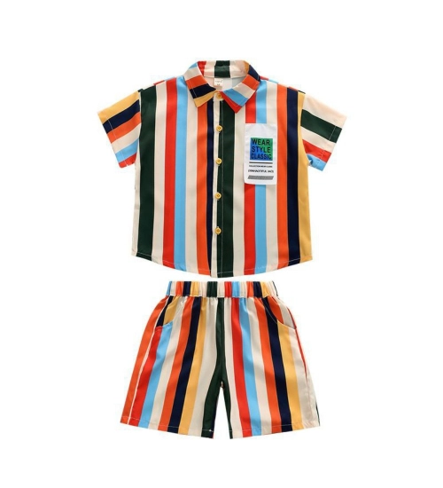 Kid's Lycra Printed Casual wear Shirt And Shorts Set (Multicolor)