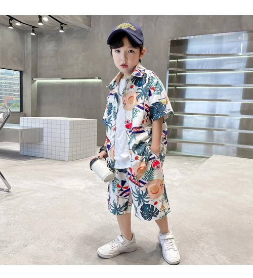 Kid's Lycra Printed Casual wear Shirt And Shorts Set (Multicolor)