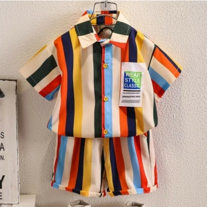 Generic Kid's Lycra Printed Casual wear Shirt And Shorts Set (Multicolor)