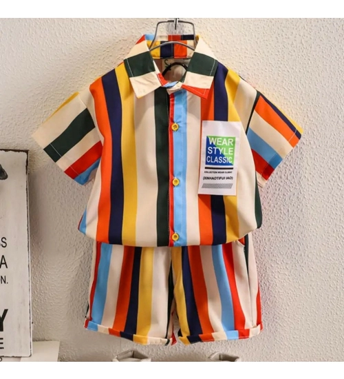 Kid's Lycra Printed Casual wear Shirt And Shorts Set (Multicolor)