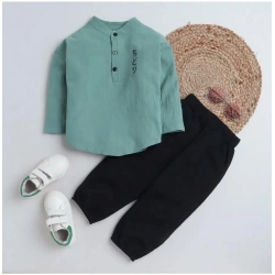 Kid's Lycra Printed Casual wear Shirt And Shorts Set (Green)