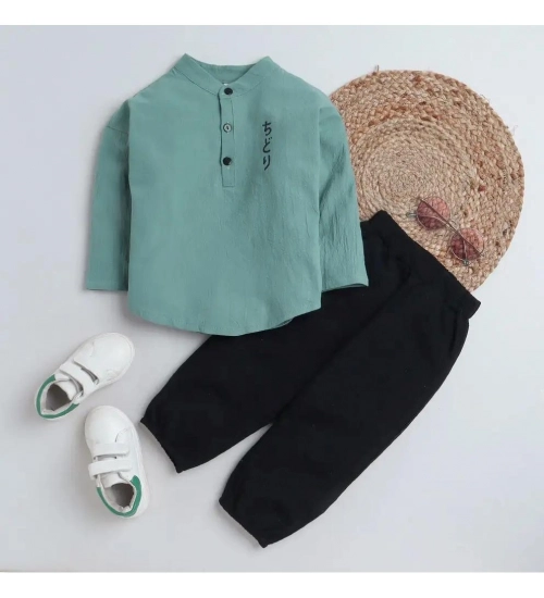 Kid's Lycra Printed Casual wear Shirt And Shorts Set (Green)