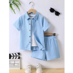 Kid's Lycra Printed Casual wear Shirt And Shorts Set (SkyBlue)