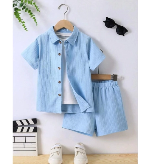 Kid's Lycra Printed Casual wear Shirt And Shorts Set (SkyBlue)